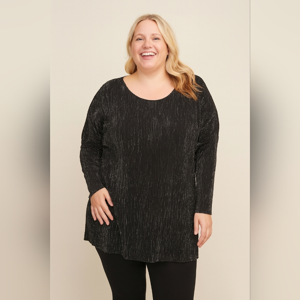 Sharade Nites Plus Size Vintage Metallic Tunic Blouse